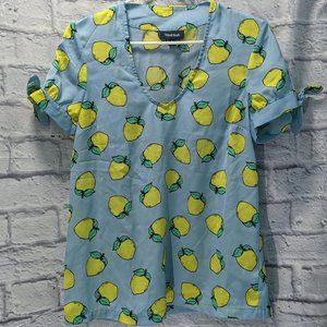 Modcloth blue lemon blouse top 🍋